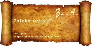 Zsirka Anikó névjegykártya
